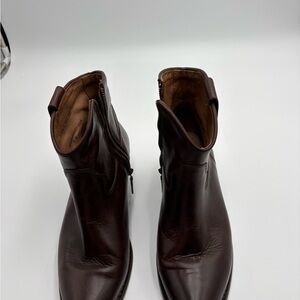 Women’s Lucchese Brown Leather Ankle Boots - Zip Side